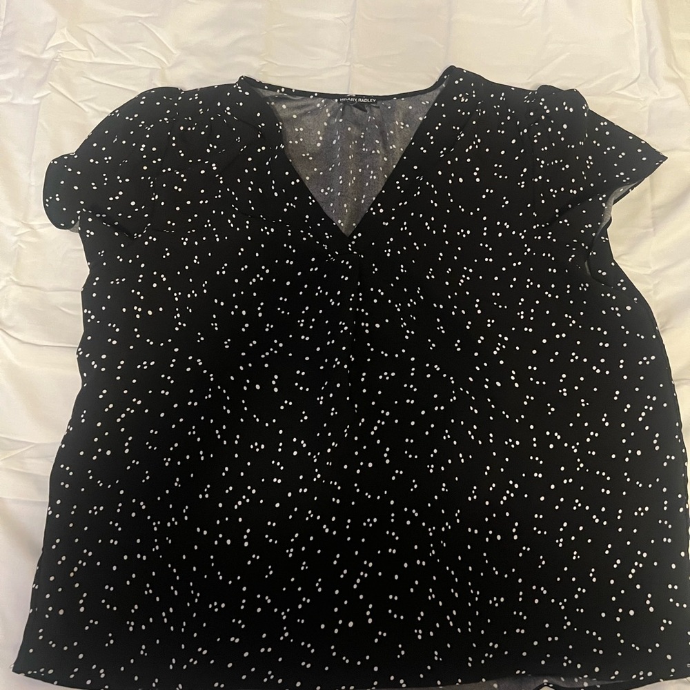 Black Blouse with White Dots